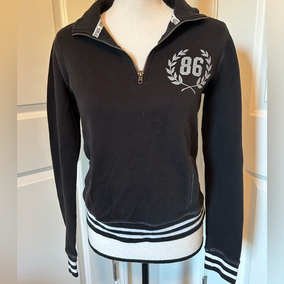 PINK Tops - Y2K Pink Victoria’s Secret, black have zip, white striped sporty sweatshirt